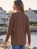 Dayne Curly Ribbed Crew Neck Top - Mocha