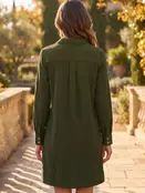 Dorelle Button Down  Dress - Olive