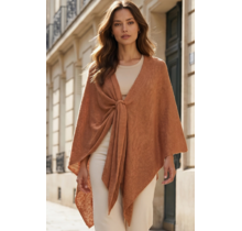 Cozy Poncho Sweater Shawl Wrap - Toffee
