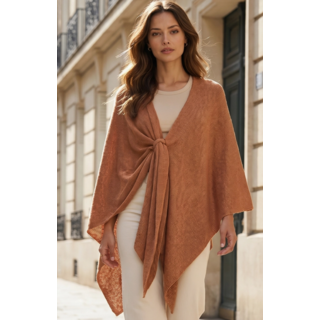 Cozy Poncho Sweater Shawl Wrap - Toffee