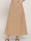Bemma Stretch Cotton Twill A-Line Maxi Skirt