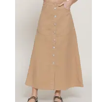 Bemma Stretch Cotton Twill A-Line Maxi Skirt