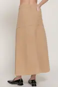 Bemma Stretch Cotton Twill A-Line Maxi Skirt