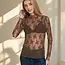 Tyler Lace Sheer Long Sleeve - Brown