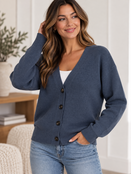 Layla Button Down Cardigan  - Midnight Navy