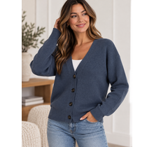 Layla Button Down Cardigan  - Midnight Navy