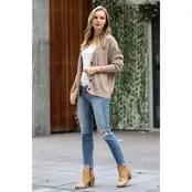Layla Button Down Cardigan - LT Mocha