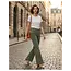 Mid Rise Wide Leg Color Denim Pants - Dk Olive