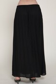 Crinkle Woven Long Skirt w/ Pockets - Black