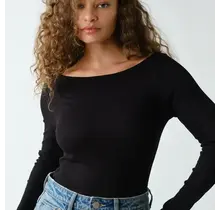 Barely There Boat Neck Micro-Ribbed Top