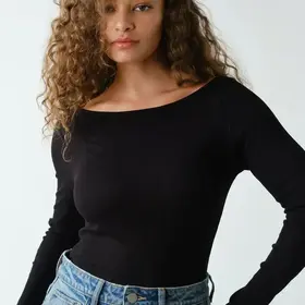 Barely There Boat Neck Micro-Ribbed Top