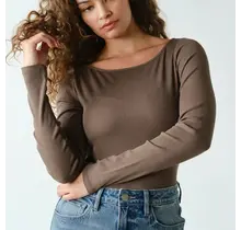 Barely There Boat Neck Micro-Ribbed Top