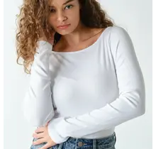 Barely There Boat Neck Micro-Ribbed Top