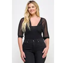 Plus Size Sheer Mesh Crop Bolero - Black 1X