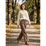 High Rise Wide Leg Pintuck Color Denim Pants - Brown