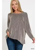 Ribbed Striped Oversized Long Sleeve Top