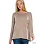 Ribbed Striped Oversized Long Sleeve Top
