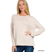 Ribbed Striped Oversized Long Sleeve Top
