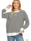 Striped Rib Banded Pullover