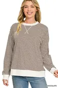 Striped Rib Banded Pullover