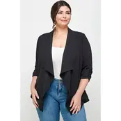 Draped Front Cardigan Jacket - Black