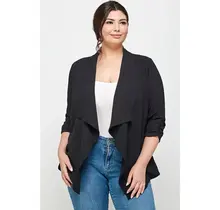 Draped Front Cardigan Jacket - Black