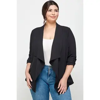 Draped Front Cardigan Jacket - Black