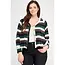 Plus Size Stripe Ls Button Down Hoodie Sweater
