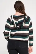 Plus Size Stripe Ls Button Down Hoodie Sweater