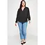 Plus Size V-Neck Button Back Long Sleeve - Black
