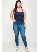 Plus Size Suede Sweetheart Bustier Top - Navy