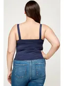 Plus Size Suede Sweetheart Bustier Top - Navy
