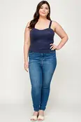 Plus Size Suede Sweetheart Bustier Top - Navy
