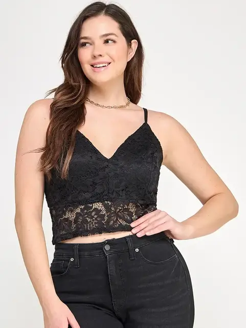 Plus Size Floral Lace Cropped Cami