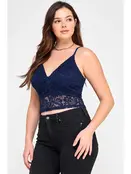 Plus Size Floral Lace Cropped Cami