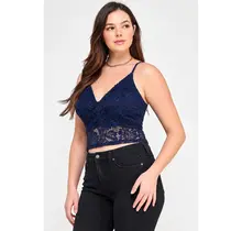 Plus Size Floral Lace Cropped Cami