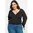 Plus Size Mesh Sleeve Top - Black