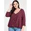 Plus Size Hacci Sweater Button Down Top - Burgundy