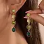 4 Tier Drop Layer Rhinestone Earrings | 40E527 - Emerald