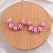 Boho Resin Beaded Hoop Earrings | 40E531