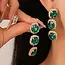 Triple-Drop Layer Rhinestone Earrings | 40E530 - Emerald