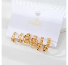 Curated Multi-Line Hoop Earring Set | 80E62143