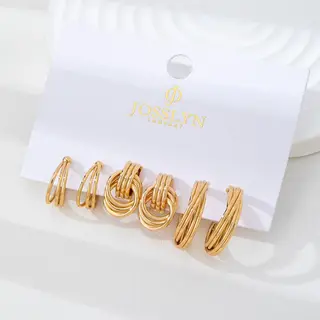 Curated Multi-Line Hoop Earring Set | 80E62143