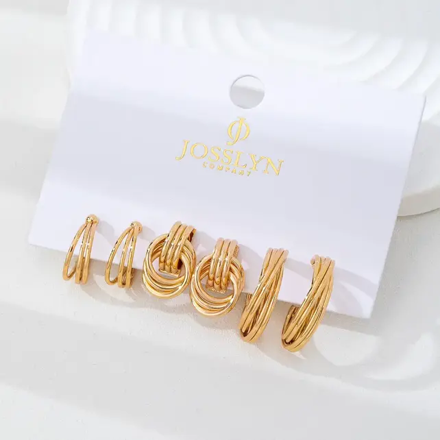 Curated Multi-Line Hoop Earring Set | 80E62143