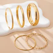 Gold Textured Bangle Stack Set | 80B1601