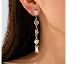 Multi Shape Gemstone Linear Drop Earrings | 80E62689