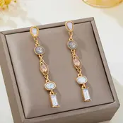 Multi Shape Gemstone Linear Drop Earrings | 80E62689