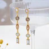 Multi Shape Gemstone Linear Drop Earrings | 80E62689