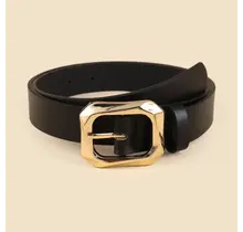Textured Angled Rectangle Shaped Buckle | 40BT651 - Black