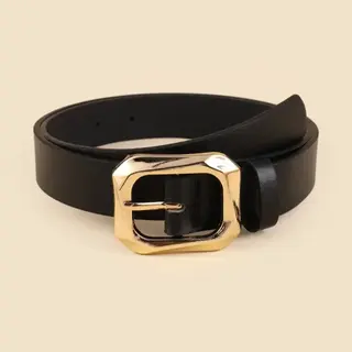 Textured Angled Rectangle Shaped Buckle | 40BT651 - Black